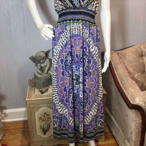 Mandala Peacock Print Maxi Sun Dress S (Please see sizing info in description.) - Picture 5 of 10